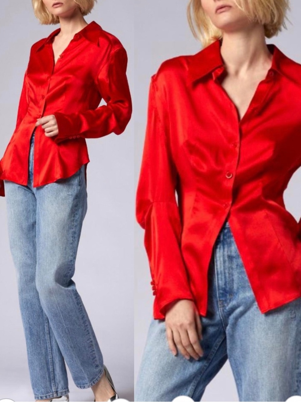 Equipment Bailey Long Sleeve Silk Button Down Shirt Size 8 Medium Tailored 90s